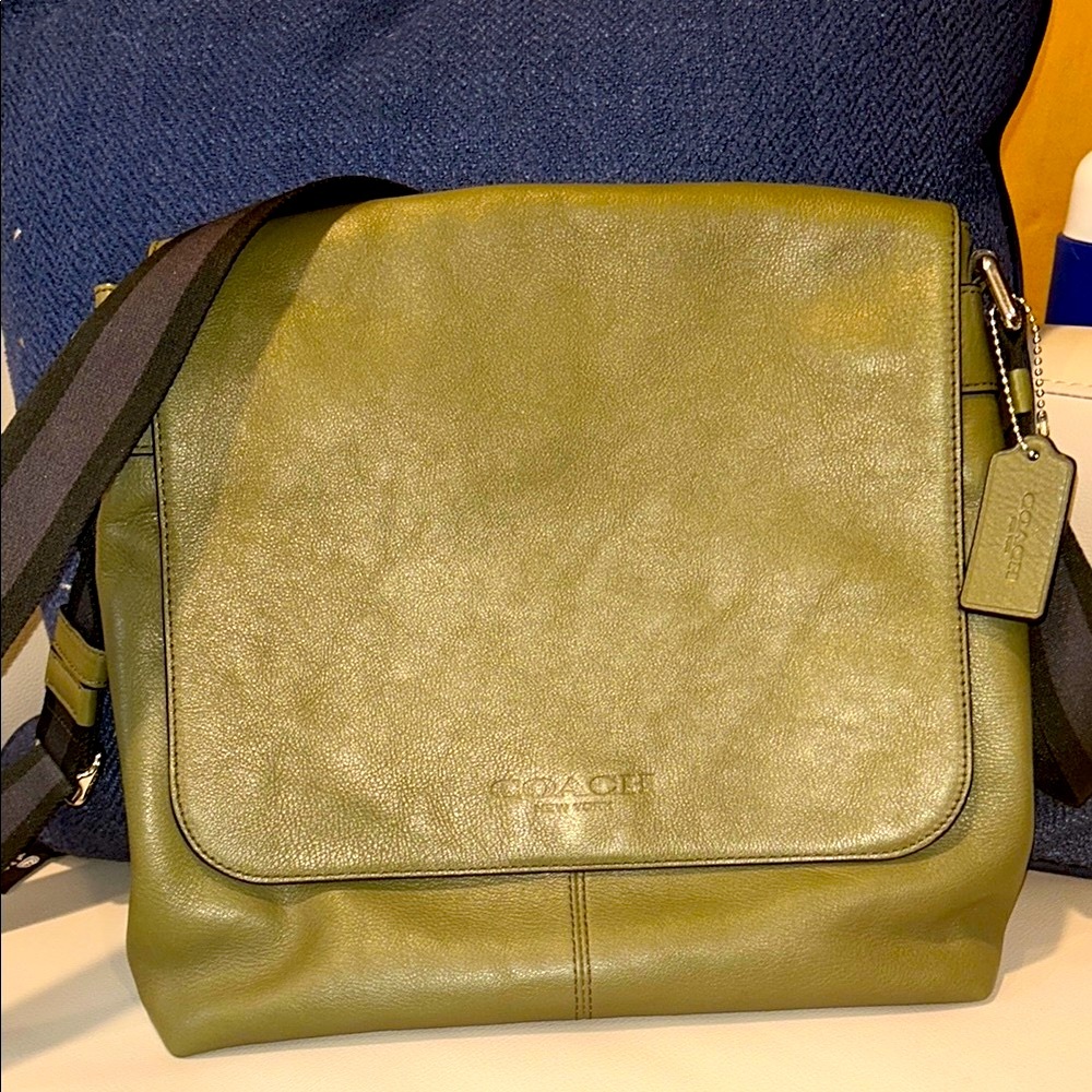 Coach Olive Green Leather Messenger Bag